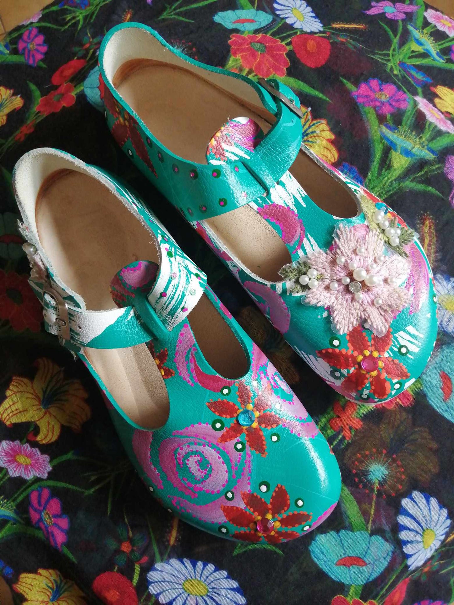 Babies BOHÈME de Birkenstock 41 turquoise et flower power 🌸