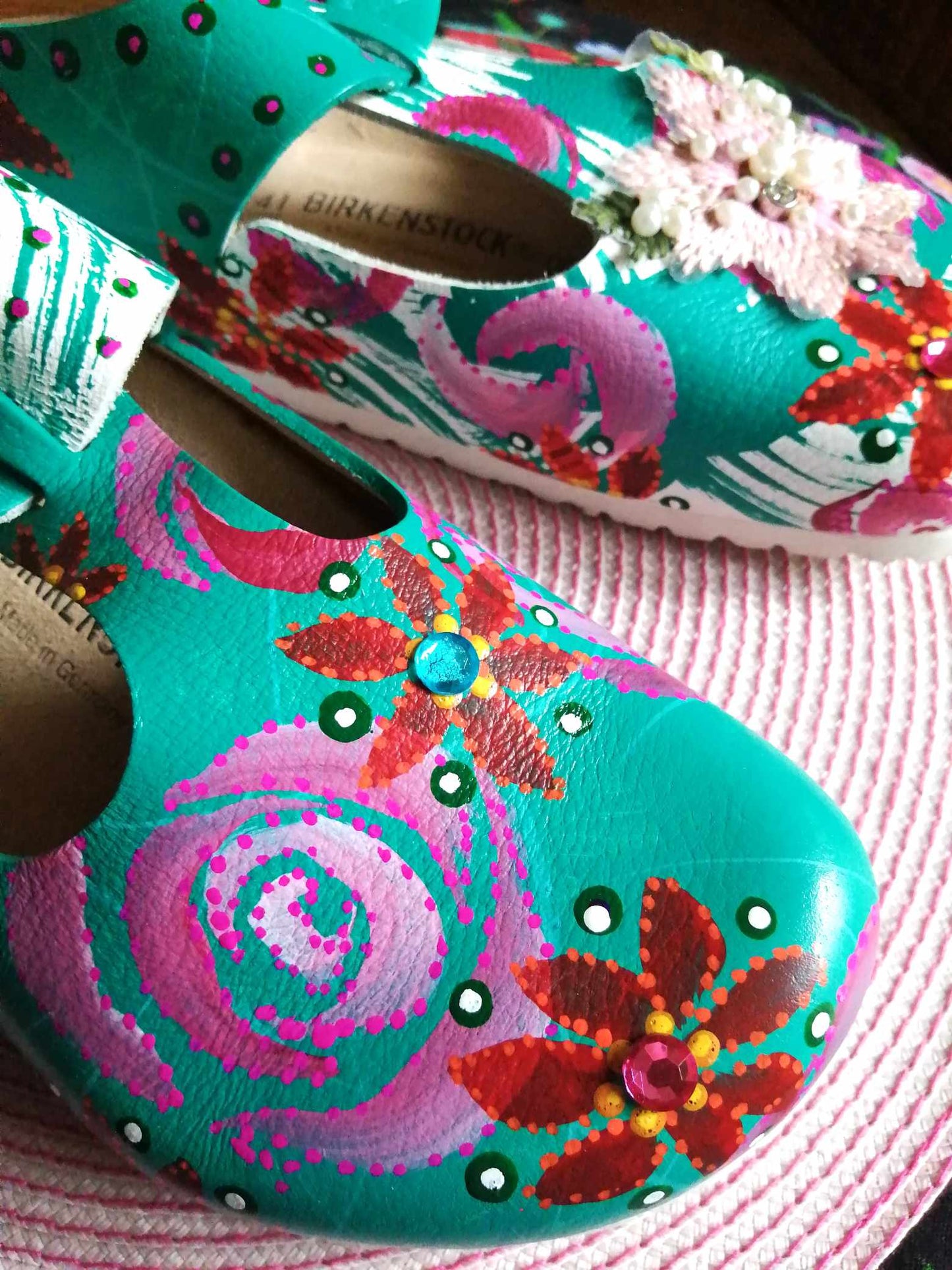 Babies BOHÈME de Birkenstock 41 turquoise et flower power 🌸