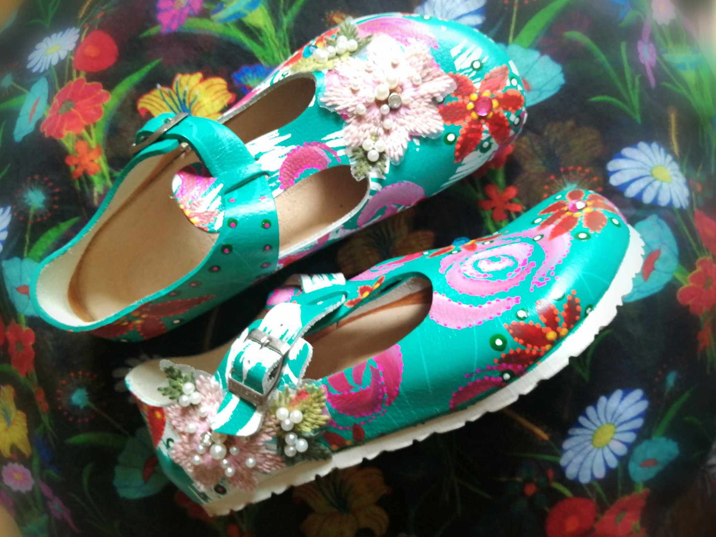 Babies BOHÈME de Birkenstock 41 turquoise et flower power 🌸